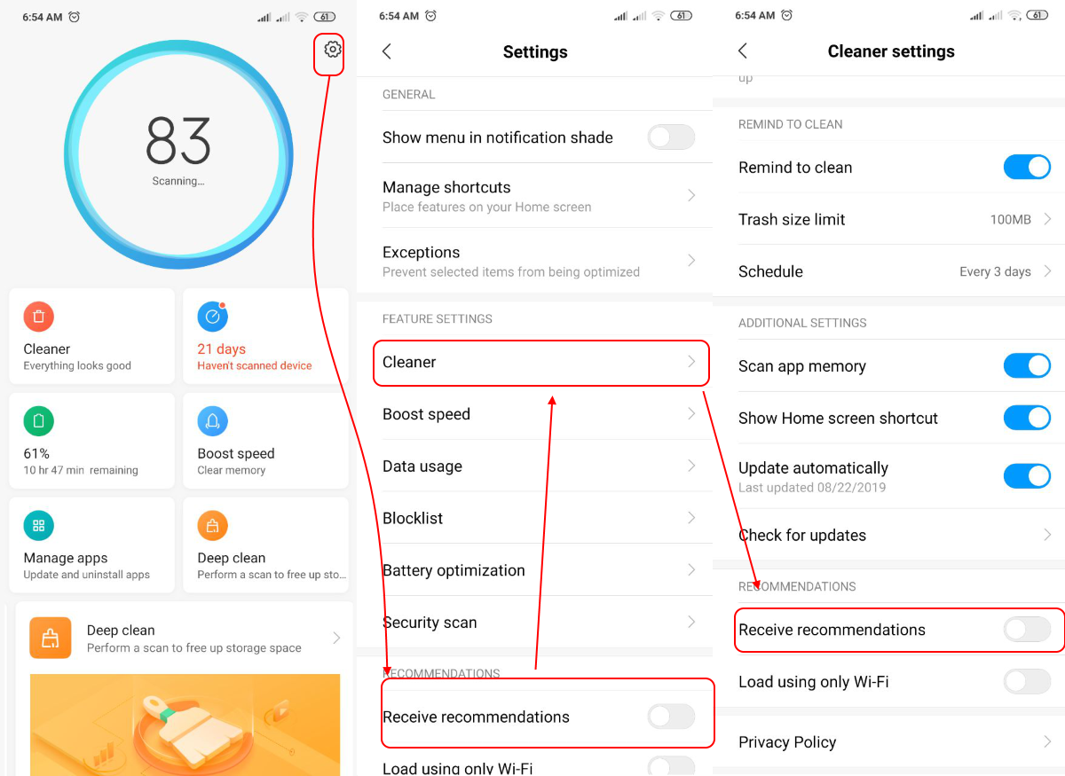 Disabling ads in the Xiaomi Security app