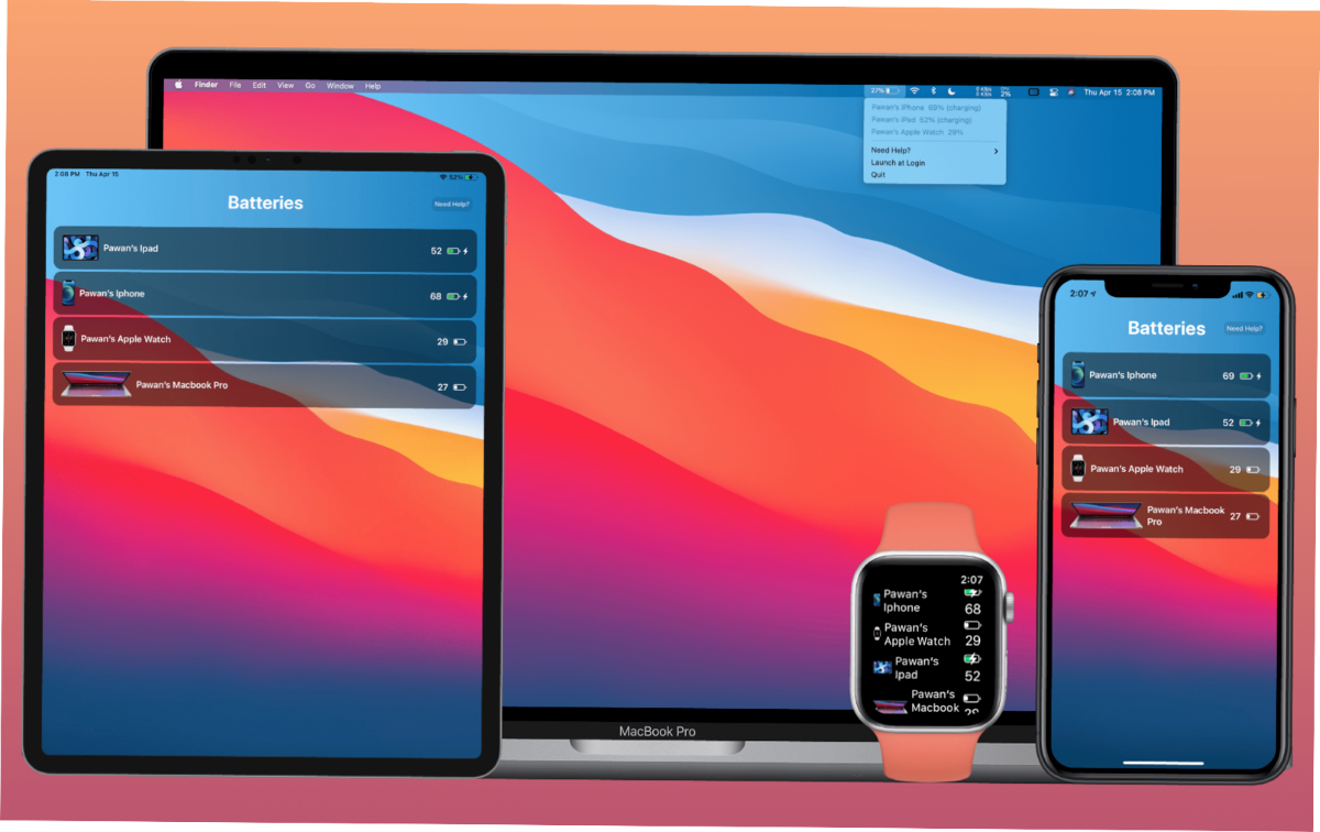 How to see iphone battery charge on macos