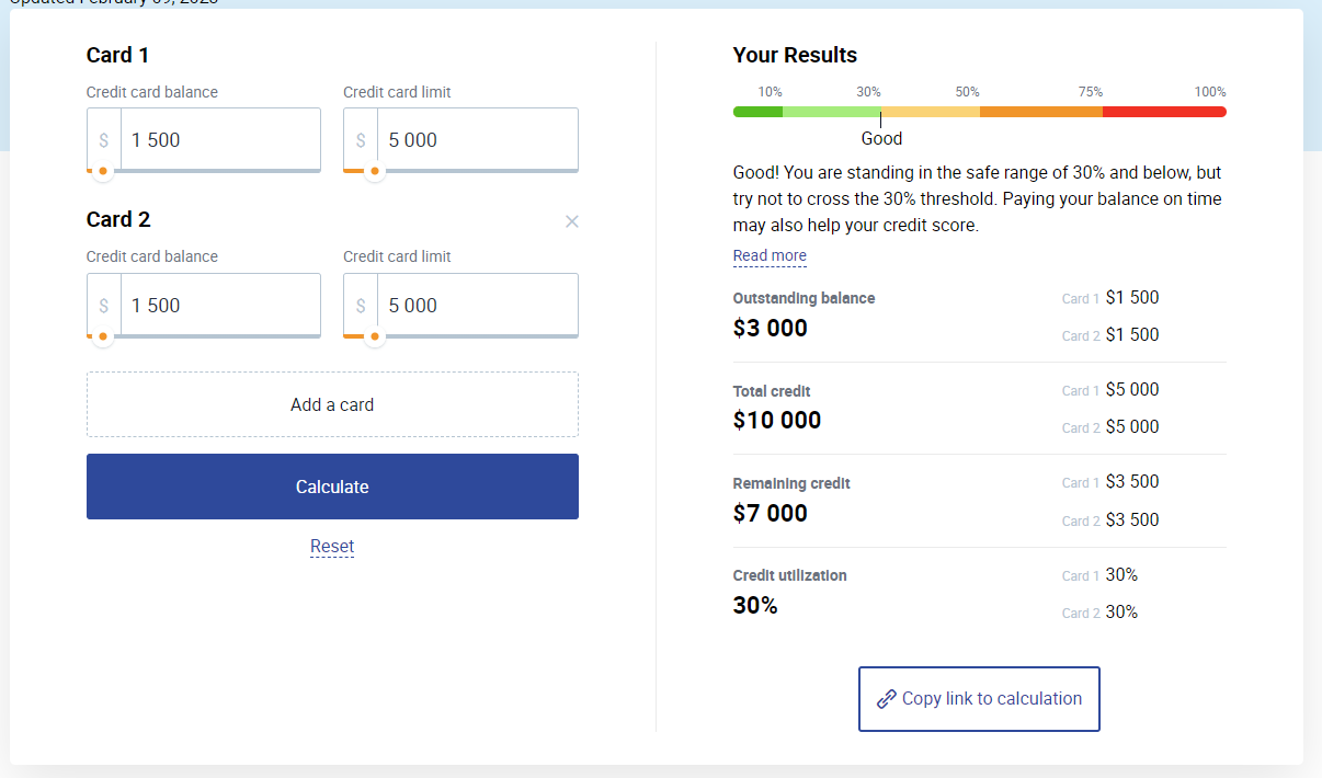 Credit Utilization Calculator Tool