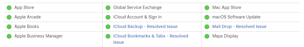 StatusBuddy displays Apple service availability in the status bar