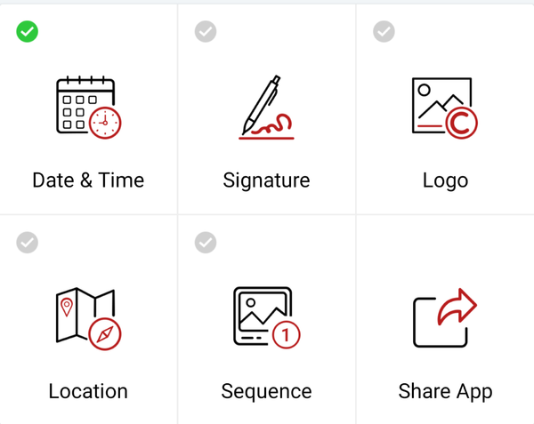 How to automatically add time stamps, geo and others to the photo