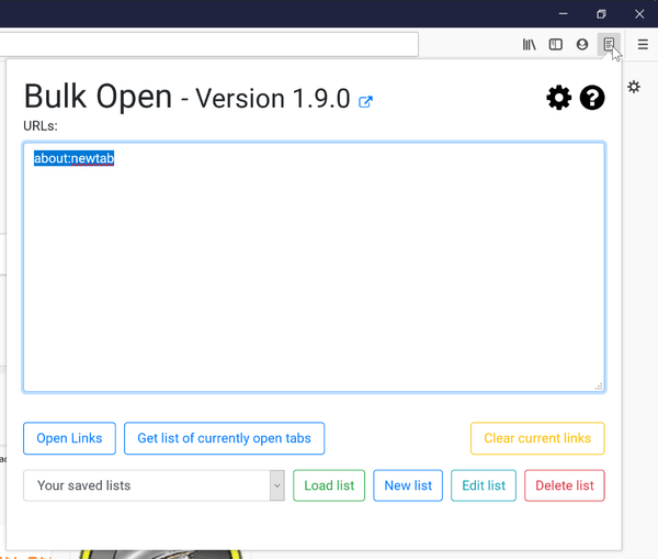 How to open a list of links in the browser