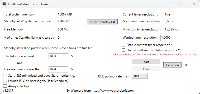 How to automatically clear standby memory in Windows